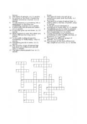 English Worksheet: Vocabulary Crossword for Grade 3