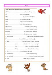 English Worksheet: Present simple and past simple tense