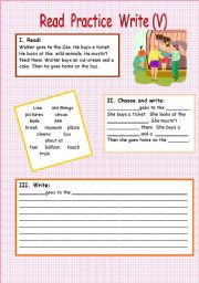 English Worksheet: Read  Practice  Write ( V )