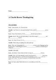 English Worksheet: A Charlie Brown Thanksgiving