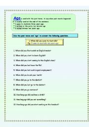 English worksheet: Ago practise