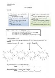 English Worksheet: can / could