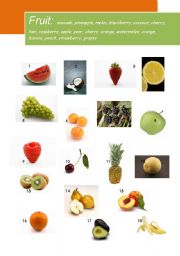 English Worksheet: Fruit