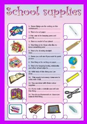 English Worksheet: School supplies