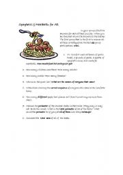 English worksheet: Spaghetti & Meatballs Trivia Challenge