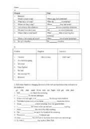 English Worksheet: Simple past tense 