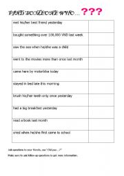 English worksheet: Find someone who simple past