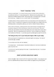 English Worksheet: Test Taking Tips