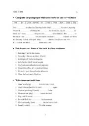 English Worksheet: VERBS