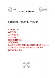 English worksheet: key words