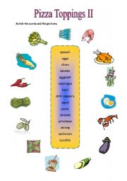 English Worksheet: Pizza Toppings Matching 2/2