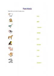English Worksheet: Farm Animals Matching