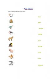 English worksheet: Farm Animals Matching