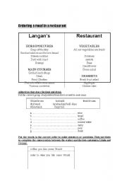 English Worksheet: at the restaurant