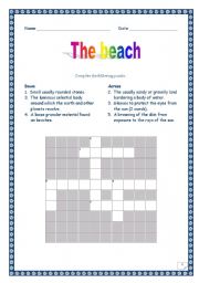 PUZZLE: the beach. (2 pages, with Key): end-of-the-year vocabulary  revision.