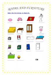 English Worksheet: ROOMS AND FURNITURE