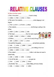 English Worksheet: RELATIVE CLAUSES