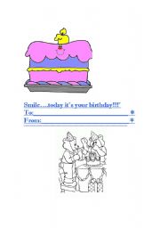 English worksheet: Smile, its your birthday