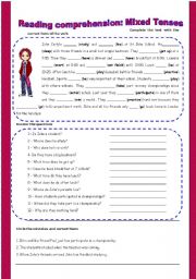 English Worksheet: Reading comprehension: Mixed Tenses