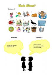 English Worksheet: Whats different? - Present continuous - card A