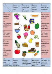 English Worksheet: Food Boardgame