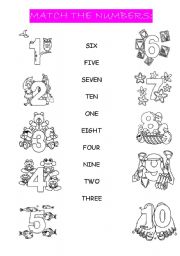 English Worksheet: match the numbers.