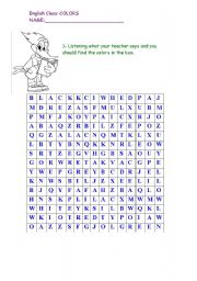 English worksheet: find the colours