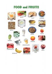 English worksheet: Food and Fruits