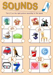 English Worksheet: Sounds (1-3)