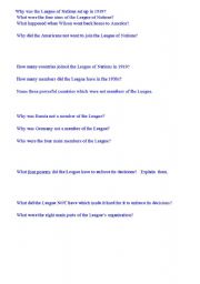 English Worksheet: LEAGUE OF NATIONS