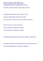 English worksheet: LEAGUE OF NATIONS