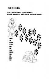 English worksheet: teddys  footprints