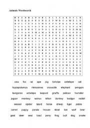 animals wordsearch