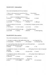 English worksheet: transitions