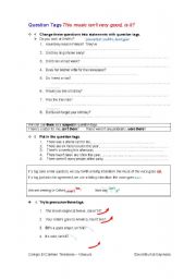 English Worksheet: Question Tags II