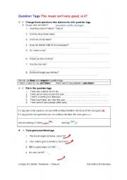 English worksheet: Question Tags II