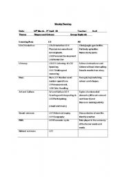 English Worksheet: weekly planning Colors