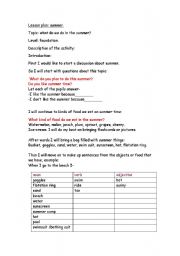 English worksheet: summer