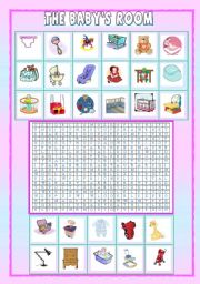 English Worksheet: The babys room (wordsearch)