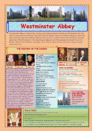 English Worksheet: Westminster Abbey London (2 pages)
