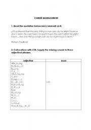 English worksheet: jobs/collocation