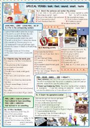 English Worksheet: Special verbs: taste, feel, smell, look, sound