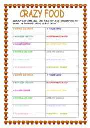 English Worksheet: FOOD- GAME CARDS