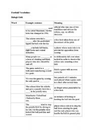 English worksheet: football vocabulary