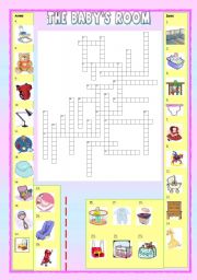 English Worksheet: The babys room (crossword)