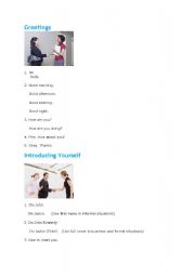English Worksheet: greetings & a, an