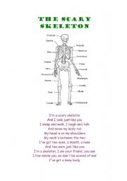 English Worksheet: The Scary skeleton