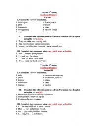 English Worksheet: Test. Sports and Games
