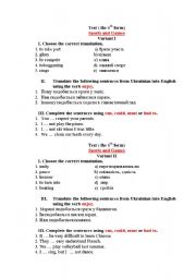 English worksheet: Test. Sports and Games