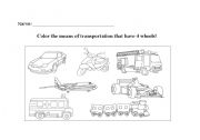 English Worksheet: Means of transportation - 4 wheels
